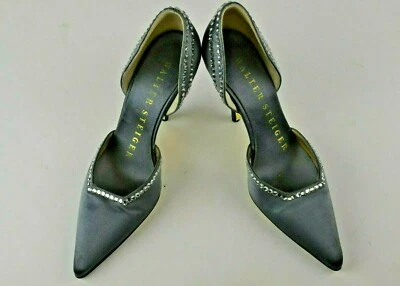 Walter Steiger Gray Pumps Jeweled Formal High Heel Size 36 Pointy 6 US Slip On - Image 1 of 4