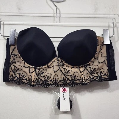 Cosabella Va Va Voom Convertible Strapless Bra Black Nude NWT 34B Lace Italy - Image 1 of 4