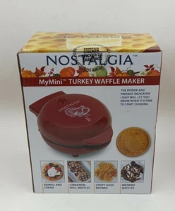 Nostalgia My Mini Turkey Waffle Maker in Cranberry NIB - Picture 1 of 8