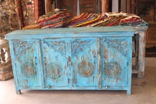 HOLISTIC Sideboard Blue LOTUS Arched DOORS Console Rustic Chest Buffet Cabinet