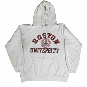 Vintage 80s Boston University Hoodie Herren XL Champion MAde In USA Weiß Rot - Bild 1 von 13