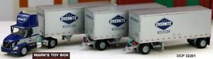 DCP#32201 OVERNIGHT FREIGHT TRIPLE PUP TRAILER'S VOLVO 300 DAY CAB TRUCK 1:64/