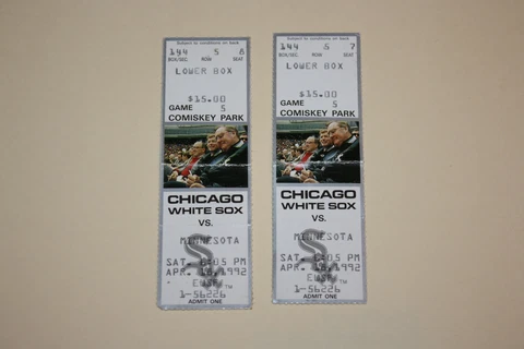 Chicago White Sox Ticket Stub | April 18 1992 | Kirby Puckett Frank Thomas Hit Cover
