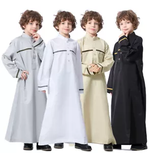 Musulmanes Niños Niños Bata Abaya Islámico Kaftan Thobe Jubba Thoub Ramadán Caftán Eid - Imagen 1 de 64