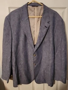 Alan Fusser mens medium blue linen blend lined suit coat XL - Picture 1 of 14