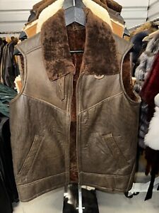 Shearling Vest Mens Size M Brown Color Excellent Quality Luxor Leathers & Furs