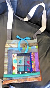 Womens Bag Cotton Handmade Quilted Purse 12 x10 Inch Tote Multi Colors Pockets - Picture 1 of 9