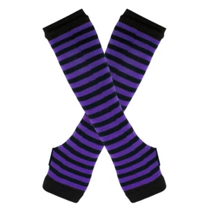 Women Stripe Gloves Knitted Fingerless Long Sleeve Arm Warmer Mittens ST-251 - Picture 1 of 17
