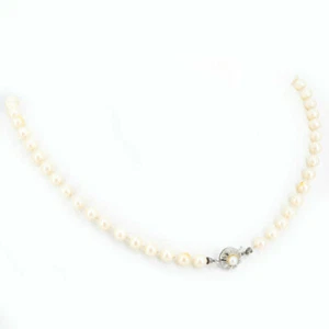 Fauxperlenkette Faux Perlen  Verschluss 835er Silber Perlenkette Damen 55 cm  - Picture 1 of 3