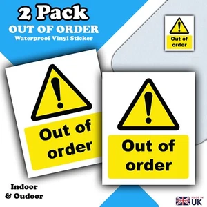 2er-Pack Out of Order Vinyl Aufkleber Schild Etiketten - Wasserdicht Aufkleber 110 mm x 90 mm - Bild 1 von 4