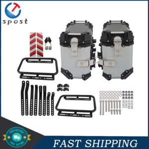 2×Side Cases Motorcycle 36L Motorbike Hard Side Saddlebag Box Trunk Tour Silver - Bild 1 von 10