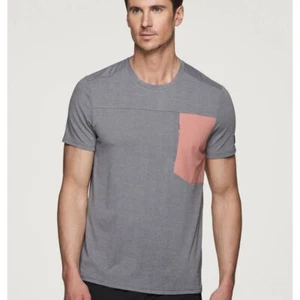 Neu mit Etikett Avalanche Axel T-Shirt grau mit Koralle Reißverschluss Brusttasche Herren M NEU - Bild 1 von 13