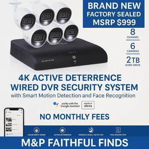 NEW Lorex 4K 8 Channel DVR Security System 6 Cameras 2TB No Monthly Fees - Picture 1 of 11