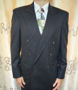 1950s Vintage all worsted handtailored Bespoke db gangster retro green suit 42R - Picture 1 of 15