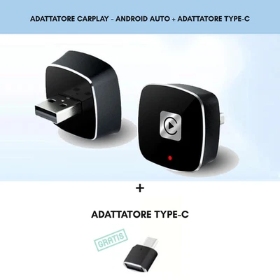 Adattatore Wireless CarPlay & Android Auto Universale USB + Type-C - iPhone - Immagine 1 di 4