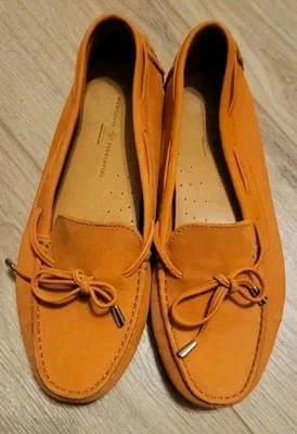 Mocasines de conducción Mercanti Fiorentini para mujer de cuero naranja talla 9,5B Foto 1 de 4