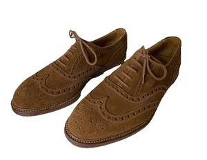 Crockett & Jones Tan Brogue Oxford Wingtip Rochester Shoes Made England Sz 8 1/2 - Picture 1 of 16