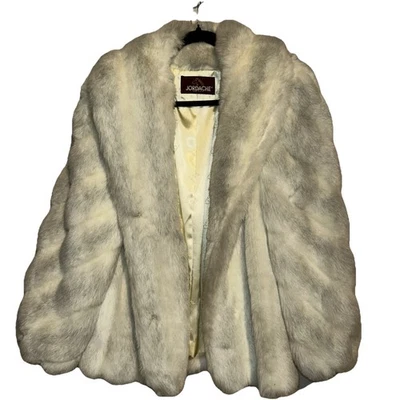 Vintage Jordache Faux Fur Ivory Short Coat Women’s Size 9/10 Plush Glam Jacket - Image 1 of 4