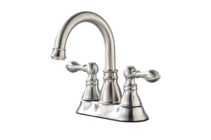Zwei Griffe Gebürstetes Nickel Bad Wasserhahn 3 Loch Waschtischarmatur mit Überlauf P... - Bild 1 von 9
