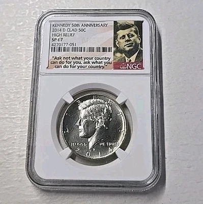 2014-D Kennedy 50th Anniversary Clad Half Dollar 50C NGC SP67 High Relief Coin - Image 1 of 4
