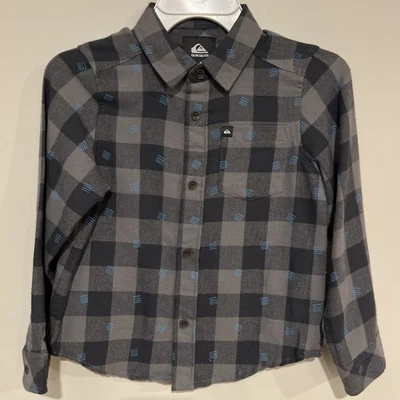 СОВЕРШЕННО новый Quiksilver мальчиков фланелевая рубашка черный серый клетку размер 5 молодежи - Изображение 1 из 2