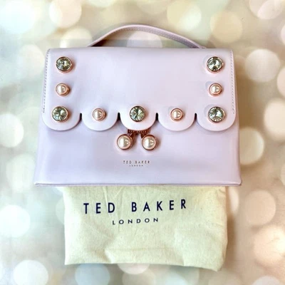 Bolso de Hombro Ted Baker Saraa Bailarina Rosa Perla y Cristal Festoneado Oro Rosa Foto 1 de 4
