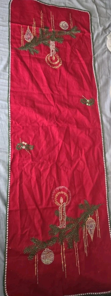 De colección MCM Bordado a Mano Navidad Mesa Corredor Vela Árbol Rama Adornos  Foto 1 de 4