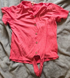 Vintage - Weatherproof - Short Sleeve - Pink - Tie On - Size M - Top - Picture 1 of 4