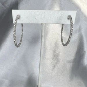 14K WHITE GOLD 2CTW DIAMOND INSIDE-OUT HOOP EARRINGS (AD2000647) - Picture 1 of 5