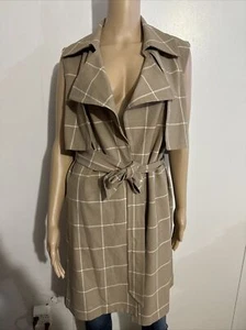 TOMMY HILFIGER Women's BEIGE BELTED WINDOWPANE VEST MEDIUM NEW! - Picture 1 of 10