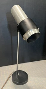 VTG Mid-Century Modern Table Desk Lamp Spot Stainless And Black Spotlight - Picture 1 of 11