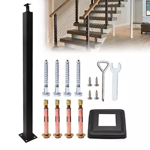 Cable Railing Post Deck Railing (36x2x2")(DIY) Post (Without Holes) Black Finish - Picture 1 of 9