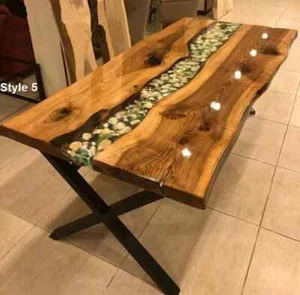 60" x 30" Ocean Resin Epoxy River Table Top – Live Edge Dining Custom Furniture - Picture 1 of 11