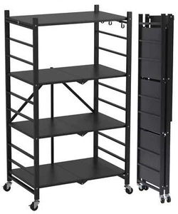 4 Tier Foldable Storage Shelves, Metal Shelving Units, Storage Rack for - Picture 1 of 9