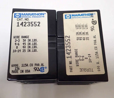 LOT OF 2 MARATHON 1423552 PANEL MOUNT TERMINAL BLOCKS 600V 115A - Image 1 of 4