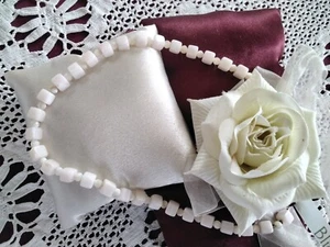 Rosenquarzkette in leichtem rosé, mit Würfel und Kugelelementen - Bild 1 von 2