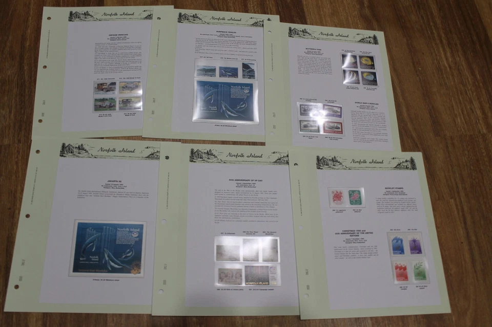 PÁGINAS SIN BISAGRAS ISLA NORFOLK SIETE MARES 1995 COMO NUEVAS - COMPLETAS CON ESTAMPILLAS COMO NUEVAS Foto 1 de 1