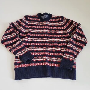 Tommy Hilfiger Fair Isle Red White Blue Sweater Size Large EUC Lambswool Blend - Picture 1 of 1