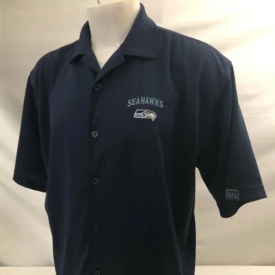 Seattle Seahawks Men's Button Front Shirt Medium Blue NFL Apparel Polyester  - Image 1 of 4