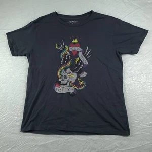 Ed Hardy Shirt Graphic Tee Casual Logo Adult Size L Grey Short Sleeve Basic - Picture 1 of 9
