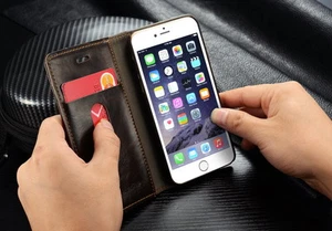   Für Apple iPhone 6 Plus - Leder Hülle Magnet Flip - Braun - Bild 1 von 12