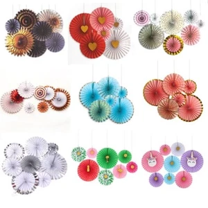 Paper Fan SET Wedding Birthday Party Home Baby Shower Retro Photo Prop Decor - Picture 1 of 94
