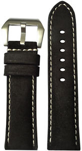 22x22 RIOS1931 for Panatime Rough Black Vintage Leather Watch Strap for Panerai