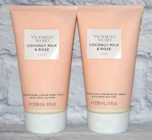2 VICTORIA'S SECRET COCONUT MILK & ROSE CALM MOISTURIZING CREAM BODY WASH BUTTER - Picture 1 of 3