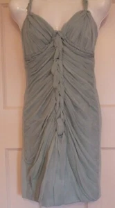 KAREN MILLEN AQUA SILK PLEAT FRONT DRESS SIZE 12 & 14 - Picture 1 of 7