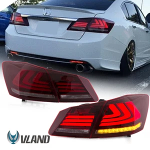 Par de luces traseras de freno LED para Honda Accord 2013 2014 2015 sedán de 4 puertas rojo humo - Imagen 1 de 11