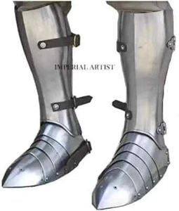Medieval Steel Greaves Armour Pair With Sabaton Sca Combat Fighting Armour - Picture 1 of 6