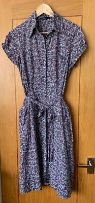 LAURA ASHLEY Cotton Ditsy Floral Print Shirt Dress UK 16 Midi Belted Button Up - Image 1 of 4