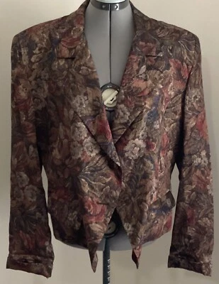 De colección Schrader Separates 14 jscket marrón oro tapiz floral años 80 fiesta Foto 1 de 4