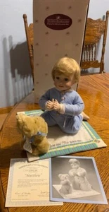 Ashton Drake Galleries “Mathew” Praying Boy & Bear Porcelain Baby Boy Doll & Box - Picture 1 of 6